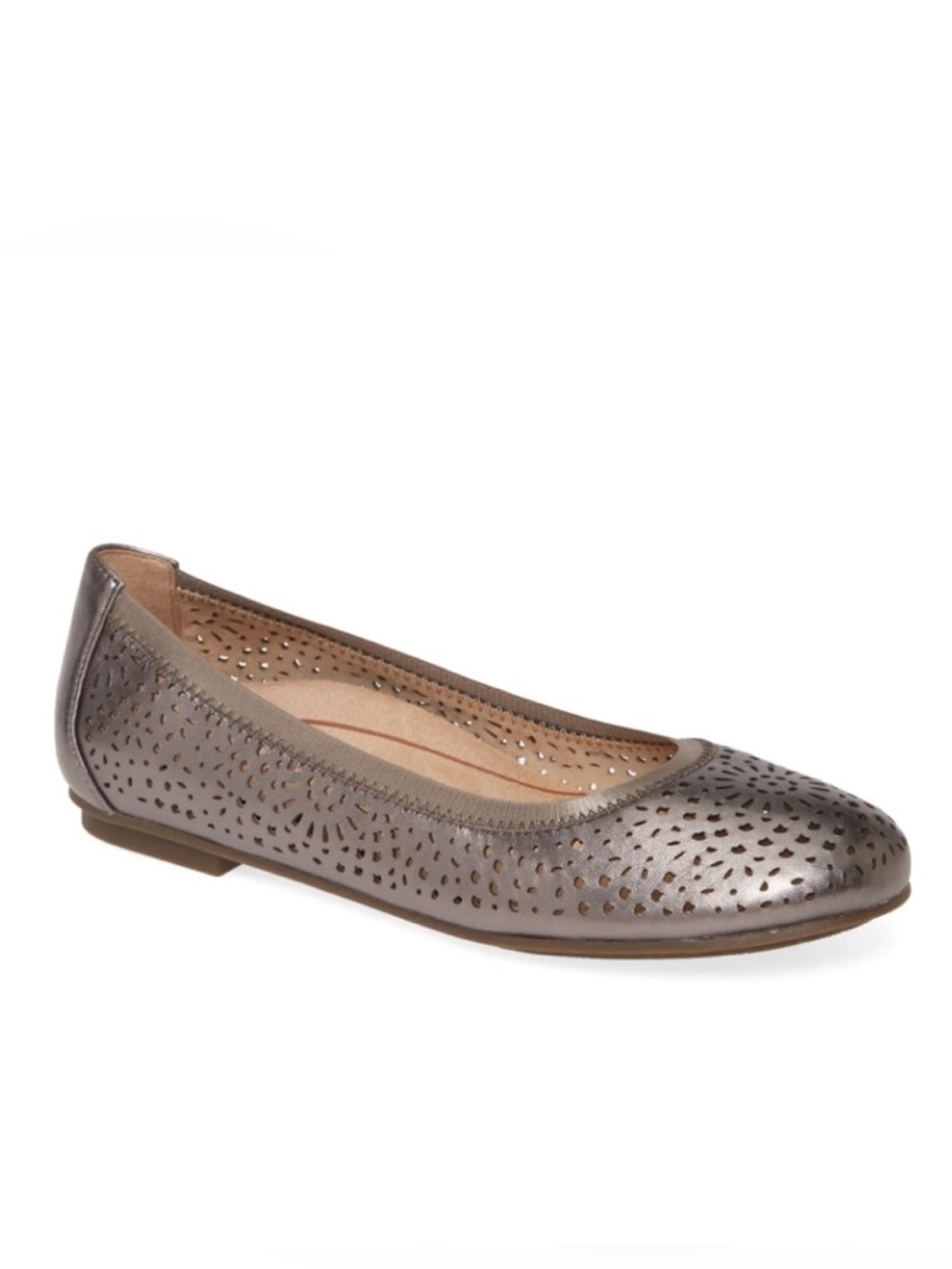 Vionic Robyn Pewter Metallic Perforated Flat 7